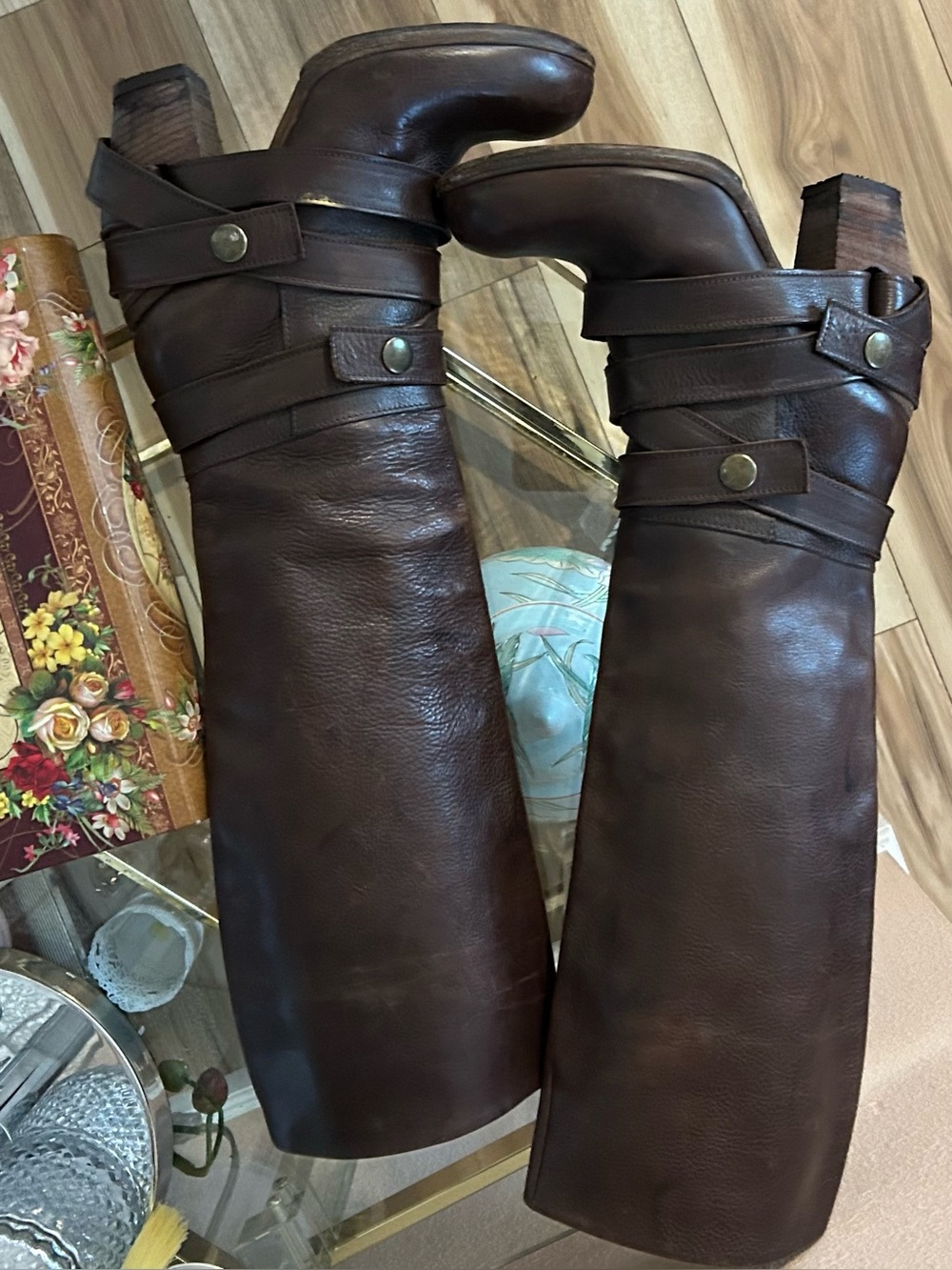 Elisanero Vero Cuoio Dark Brown Leather Boho Biker Boots Size 39